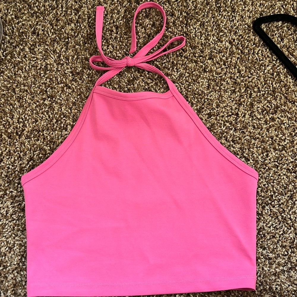 Aritzia Sunday Best pink cropped halter